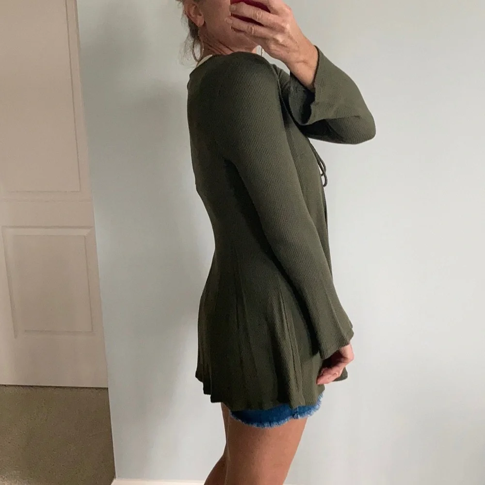 Olive Tie Front Cardigan - Picture 7 of 7